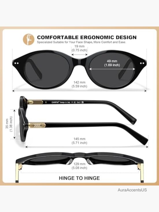 Retro Oval Polarized Sunglasses UV Protection Acetate Frame Trendy Designer